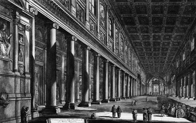 Uitzicht op het interieur van Santa Maria Maggiore, uit de 